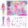 Mattel Barbie-Adventskalender mit Modepuppe und 24 Überraschungs-Accessoires mit Einhorn und Tieren
