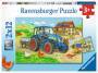Ravensburger 7616 Puzzle Baustelle und Bauernhof 2 X 12 Teile