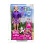 Mattel Barbie Outdoor-Abenteuer Modepuppe Malibu mit mehr als 10 Zubehörteilen zum Thema Camping, da
