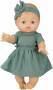 Heless Puppenkleid aus 100 % Bio-Baumwolle mit Rüschen und Haarband, salbeigrün, 2-teilig, Gr. 28-35