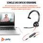 HP Poly Blackwire 3315 Monaural USB-C Headset +3.5mm Plug +USB-C/A Adapter (8X217AA)