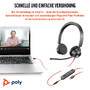 HP Poly Blackwire 3325 Stereo Microsoft Teams Certified USB-C Headset +3.5mm Plug +USB-C/A Adapter (