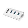 Logilink USB 3.0 HUB 3-Port, mit Kartenleser, ALU, silber (CR0045)