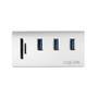 Logilink USB 3.0 HUB 3-Port, mit Kartenleser, ALU, silber (CR0045)