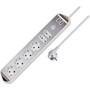 Brennenstuhl Estilo Eck-Steckdosenleiste 6-fach mit hochwertiger Edelstahloberfläche für Küche und Büro (Tischsteckdose mit 4x Schutzkontakt-Steckdosen, 2x Euro-Steckdosen, inkl. USB-Ladefunktion) Silber / Weiss TYPE F