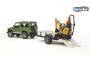 Bruder Land Rover Defender with trailer - CAT and man - Green,Yellow - 4 yr(s)